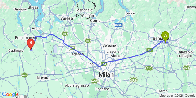 Map: Milan Bergamo Airport (BGY) to Baveno