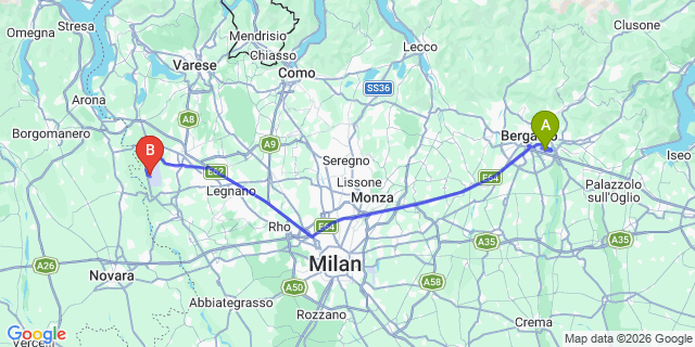 Map: Milan Bergamo Airport (BGY) to Biandronno