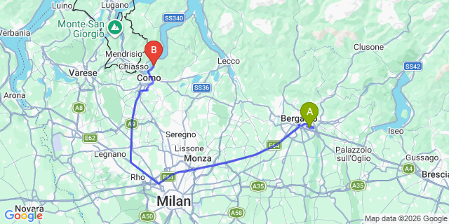 Map: Milan Bergamo Airport (BGY) to Blevio