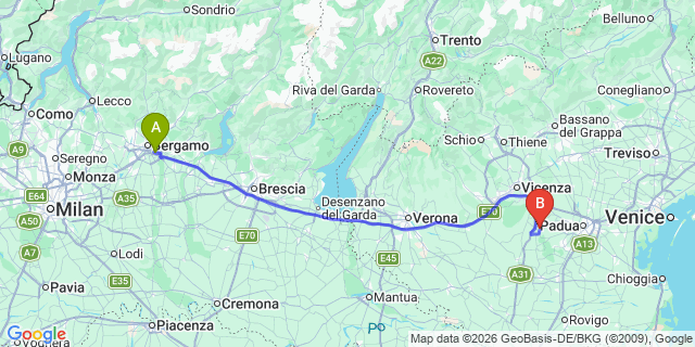 Map: Milan Bergamo Airport (BGY) to Bressanone