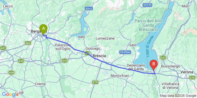 Map: Milan Bergamo Airport (BGY) to Butterfly Camping Village