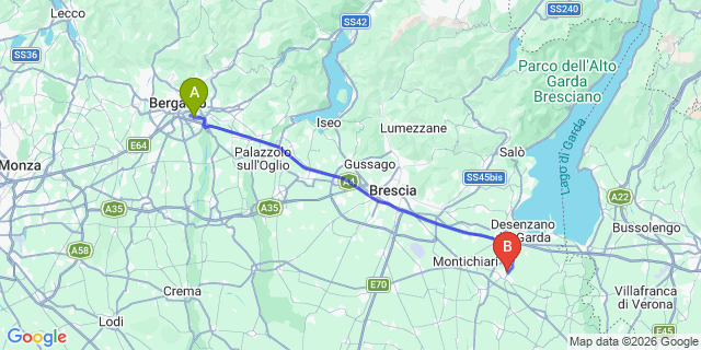 Map: Milan Bergamo Airport (BGY) to Camping AZUR Rio Vantone