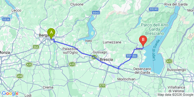 Map: Milan Bergamo Airport (BGY) to Camping Fontanelle