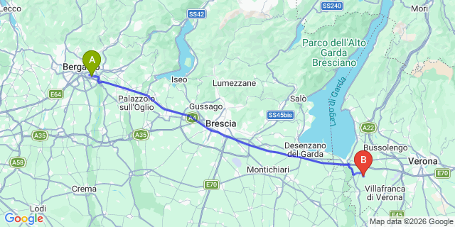 Map: Milan Bergamo Airport (BGY) to Castelnuovo del Garda