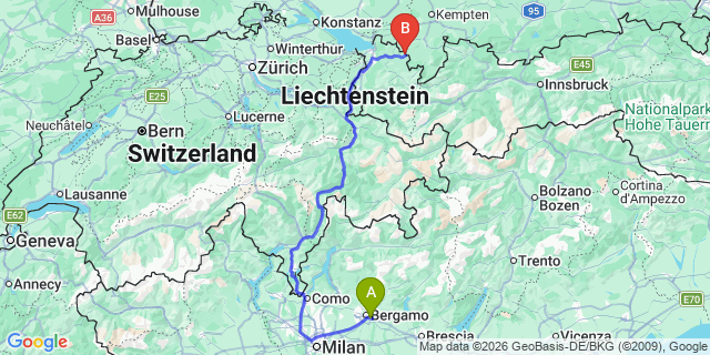 Map: Milan Bergamo Airport (BGY) to Castione della Presolana