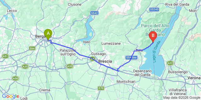 Map: Milan Bergamo Airport (BGY) to Cecina (Brescia)