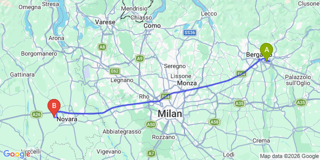 Map: Milan Bergamo Airport (BGY) to Celle Ligure