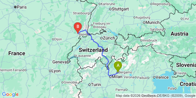 Map: Milan Bergamo Airport (BGY) to Chatel