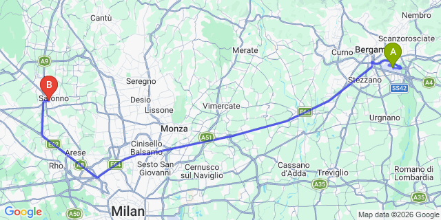 Map: Milan Bergamo Airport (BGY) to Chiasso
