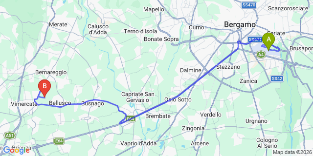 Map: Milan Bergamo Airport (BGY) to Chiavenna