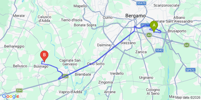 Map: Milan Bergamo Airport (BGY) to Cisano Bergamasco