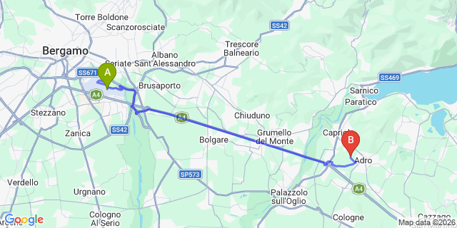 Map: Milan Bergamo Airport (BGY) to Clusone