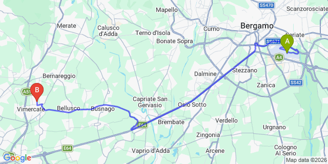 Map: Milan Bergamo Airport (BGY) to Colico