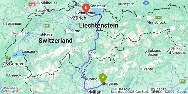 Map: Milan Bergamo Airport (BGY) to Como