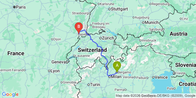 Map: Milan Bergamo Airport (BGY) to Courmayeur