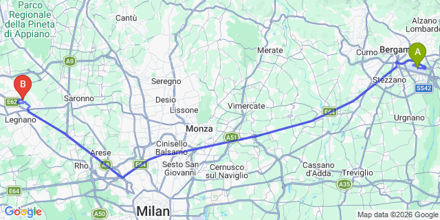 Map: Milan Bergamo Airport (BGY) to Cugnasco