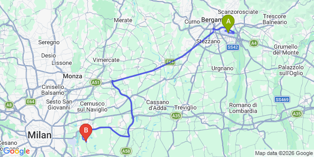 Map: Milan Bergamo Airport (BGY) to Dervio