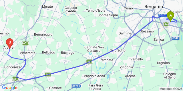 Map: Milan Bergamo Airport (BGY) to Domaso