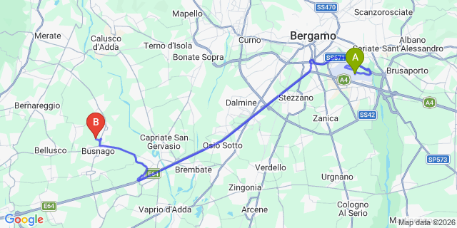 Map: Milan Bergamo Airport (BGY) to Dubino