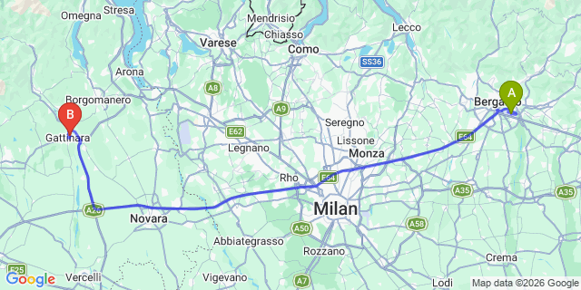 Map: Milan Bergamo Airport (BGY) to Egro