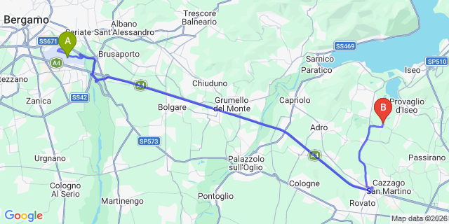 Map: Milan Bergamo Airport (BGY) to Fonteno