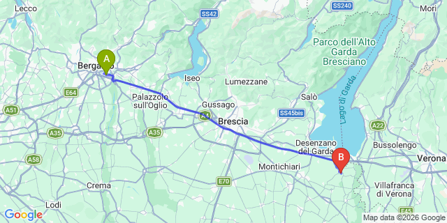 Map: Milan Bergamo Airport (BGY) to Garda