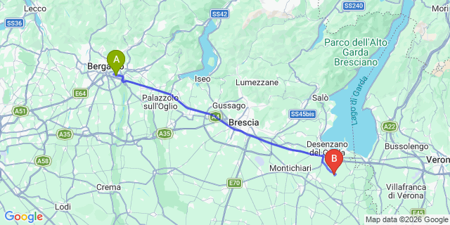 Map: Milan Bergamo Airport (BGY) to Gardone Riviera
