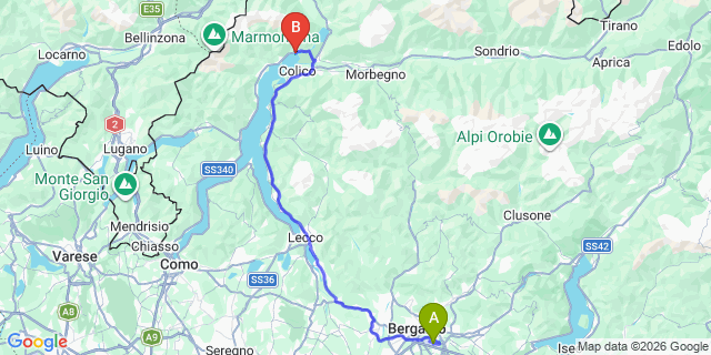 Map: Milan Bergamo Airport (BGY) to Gera Lario