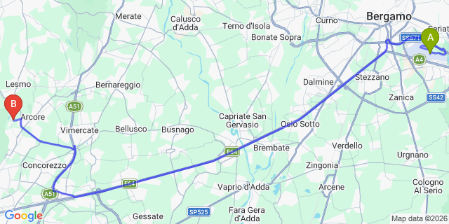 Map: Milan Bergamo Airport (BGY) to Gravedona ed Uniti