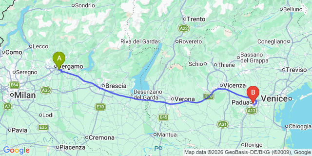 Map: Milan Bergamo Airport (BGY) to La Villa (Italy)