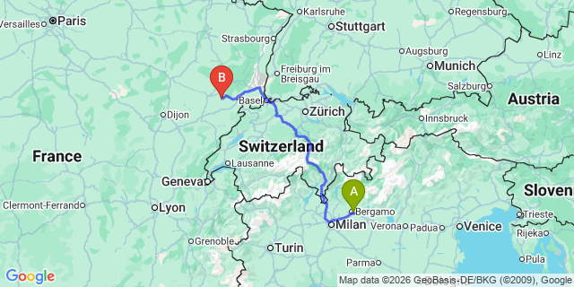Map: Milan Bergamo Airport (BGY) to Les Arcs
