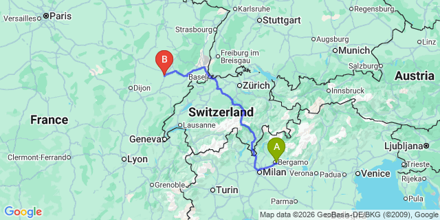 Map: Milan Bergamo Airport (BGY) to Les Deux Alpes
