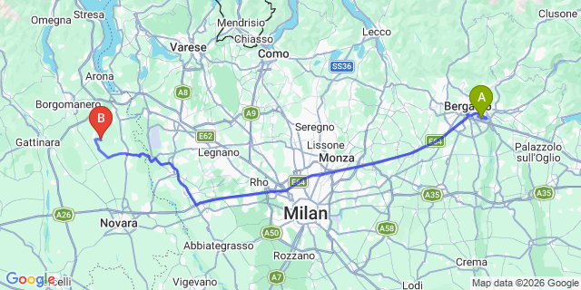 Map: Milan Bergamo Airport (BGY) to Lesa