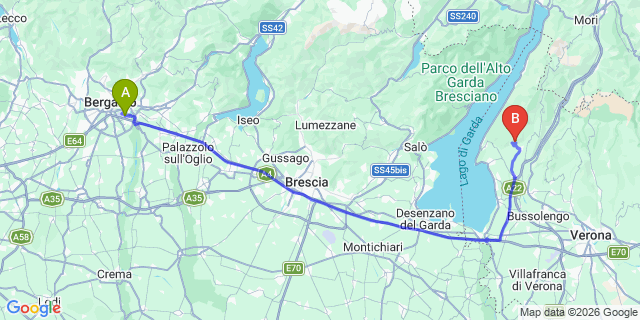 Map: Milan Bergamo Airport (BGY) to Limone sul Garda