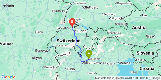 Map: Milan Bergamo Airport (BGY) to Locarno