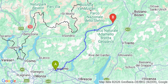 Map: Milan Bergamo Airport (BGY) to Male