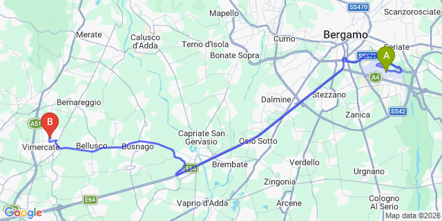 Map: Milan Bergamo Airport (BGY) to Malgrate
