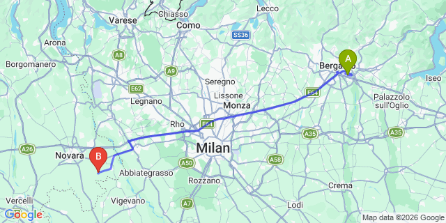 Map: Milan Bergamo Airport (BGY) to Malpensa