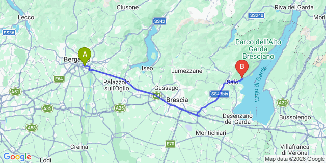 Map: Milan Bergamo Airport (BGY) to Manerba del Garda