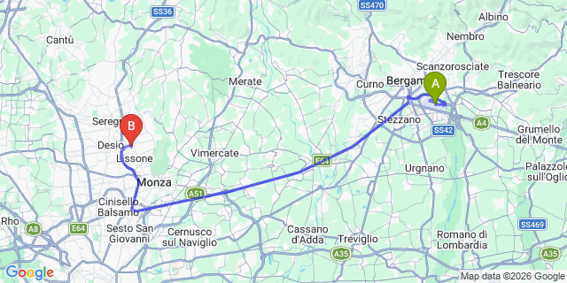 Map: Milan Bergamo Airport (BGY) to Menaggio