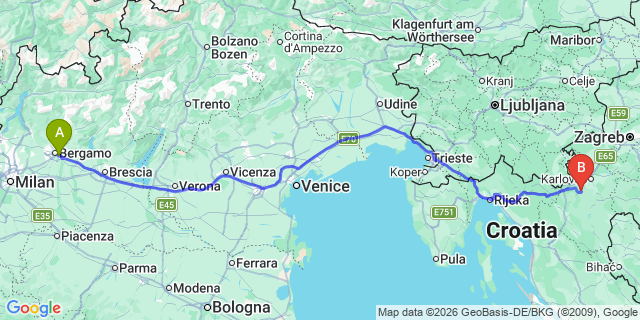 Map: Milan Bergamo Airport (BGY) to Merano