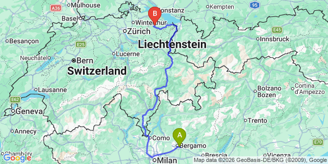 Map: Milan Bergamo Airport (BGY) to Milan (all areas)