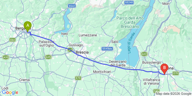 Map: Milan Bergamo Airport (BGY) to Molveno