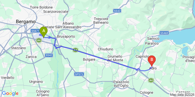 Map: Milan Bergamo Airport (BGY) to Paratico