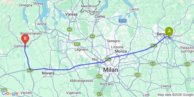 Map: Milan Bergamo Airport (BGY) to Pettenasco