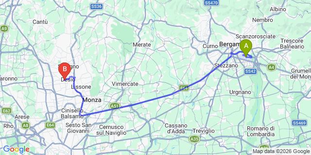 Map: Milan Bergamo Airport (BGY) to Pieve Emanuele