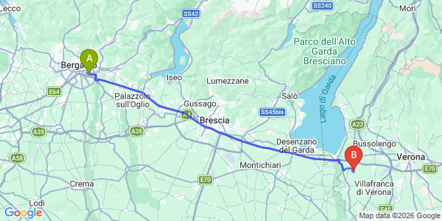 Map: Milan Bergamo Airport (BGY) to Pinzolo