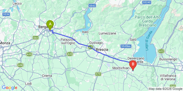 Map: Milan Bergamo Airport (BGY) to Ponte di Legno