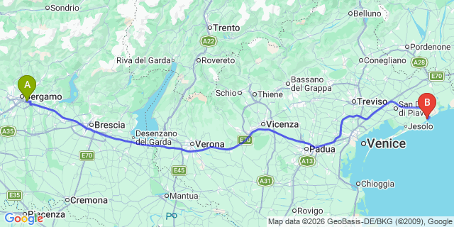 Map: Milan Bergamo Airport (BGY) to Pra’ delle Torri