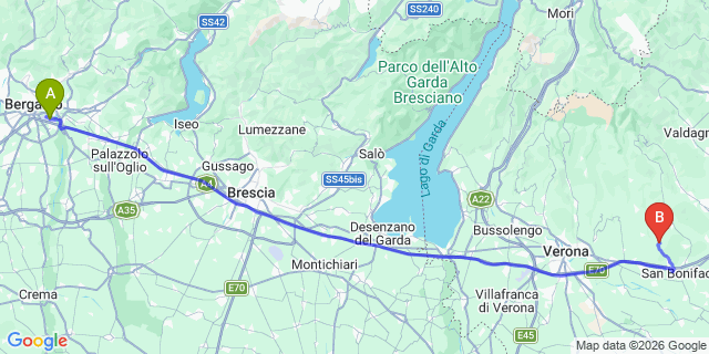 Map: Milan Bergamo Airport (BGY) to Recoaro Terme
